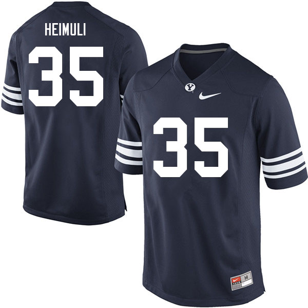 Men #35 Houston Heimuli BYU Cougars College Football Jerseys Sale-Navy